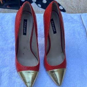 ZIGI girl Red Heels with Gold Tips